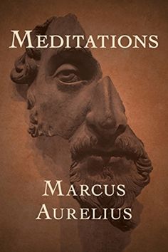 the book cover for meditations by marcus aurelius, with an image of a man's face