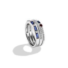 Elegant Sapphire Birthstone Ring With Multi-stone, White Gold Diamond Sapphire Stackable Ring, Stackable White Gold Sapphire Diamond Ring, Elegant Sapphire Stackable Ring With Diamond, Elegant Stackable Sapphire Ring With Diamond, Elegant White Gold Multi-stone Stackable Rings, Elegant White Gold Stackable Rings With Multi-stone, Elegant Silver Multi-stone Stackable Rings, Elegant Silver Stackable Ruby Ring