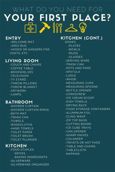 what do you need for your first place in the kitchen? info poster - click to enlarge