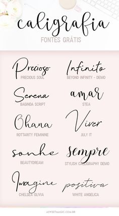 some type of font that is in different colors and sizes, with the names below it