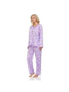 Purple Cute,Casual-Young Collar Long Sleeve  Geometric,Plants,All Over Print  Embellished   Women Sleep & Lounge Long Pants Sleepwear With Elastic Waistband, Comfortable Long Pants Sleepwear For Pajama Party, Comfortable Sleepwear Long Pants For Sleepover, Comfortable Sleepwear With Elastic Waistband, Purple Relaxed Fit Sleepwear For Spring, Spring Purple Relaxed Fit Sleepwear, Long Sleeve Sleepwear With Elastic Waistband For Lounging, Casual Sets With Elastic Waistband For Pajama Party, Purple Sleepwear For Spring Pajama Party