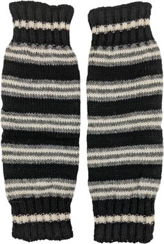 A striped pair of woolen leg warmers to welcome the winter season in a simple yet classic stand-out from the usual style.  These grey striped leg warmers with fleece lining are cozy and easy to wear. #tlb #bohogift #Fall #Striped #Handmade #BlackStripedWoolLegWarmer #UnisexLegWarmer Leg Warmers Png, Grunge Leg Warmers, Arm And Leg Warmers, Striped Leg Warmers, Wool Leg Warmers, Striped Gloves, Woolen Socks, Fall Stripes, Hippie Look