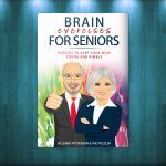 the book cover for brain exercises for seniors, featuring an image of two people giving thumbs up