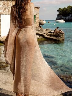 Lasaky - Metallic Gold Mesh Tie Belt Cover Up, Relaxed-fit Draped Cardigan Beach Robe, Womens Swimwear & Apparel Beach Cardigan, Beach Kimono, Beach Coverup Dress, Coverup Beach, Summer Cardigan, Beach Cover Ups, Women's Cover Up, Knit Tunic, Beach Shirts