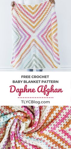 crochet baby blanket pattern with text overlay reading free crochet baby blanket pattern dappine afghan