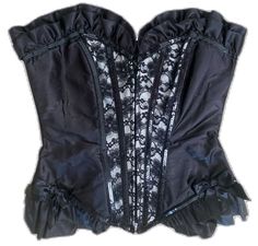 Strapless Party Corset With Hook And Eye Closure, Black Corset With Straps For Costume Party, Party Underbust Corset With Hook And Eye Closure, Underbust Party Corset With Hook And Eye Closure, Underbust Corset With Hook And Eye Closure For Party, Black Corset Back Bodice For Night Out, Black Bodice With Corset Back For Night Out, Black Corset Back Dress For Festivals, Black Underbust Corset For Festival