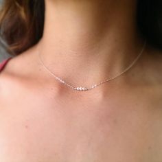 "\"Safra\" ♀️ 925 sterling silver dainty chain necklace with three tiny pearls ♀️ Pearl: Purity,innocence, generosity ♀️ Birthstone month: June ♀️ Length: 16 in. and 18 in. (Model is wearing 16 in. necklace) ♀️ Nickel free ♀️ Made in the USA Safra Catz is the highest paid woman CEO with a $40 million salary." Dainty Silver Charm Necklace With Pearl Chain, Delicate Sterling Silver Charm Necklace With Pearl Pendant, Dainty Sterling Silver Charm Necklace With Pearl Chain, Delicate Sterling Silver Birthstone Necklace With Adjustable Chain, Delicate Sterling Silver Birthstone Necklace With Delicate Chain, Delicate Sterling Silver Birthstone Necklace, Delicate Silver Pearl Necklace With Delicate Chain, Dainty Sterling Silver Jewelry With Tiny Beads, Dainty Birthstone Necklace With Adjustable Chain