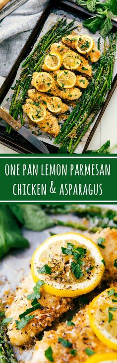 one pan lemon parmesan chicken and asparagus is the perfect side dish