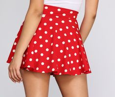 Add some cute sass this Halloween and bring your Miss Mouse look together with this adorable polka dot skort! It features a high rise waist. a tie front. pleated details. and a flowy skirt overlaying a pair of fitted shorts. The skort is composed of a knit fabric. offering moderate stretch. Complete your Halloween costume with the matching accessories! Fitted Shorts, Skort Dress, Children Shoes, Matching Accessories, Flowy Skirt, Knit Shorts, Buy Dress, Workout Shorts, Halloween Costume