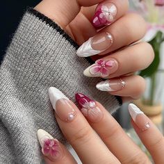 Almond Press on Nails Medium Fake Nails White 3D French Tip Glue on Nails with 3D Flower Design Stiletto Acrylic Nails Pearls Press ons 24pcs Glossy at Amazon Nails Inspo Aesthetic, Orchid Nails, Nails Press Ons, Ideas Para Uñas, Nail Art 3d, Acrylic Nails Ideas, Press On Nails Short, Acrylic Nail Kit, Y2k Nails