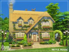 sharon337's Nettle House Cottagecore House Sims 4 No Cc, Sims 4 Cottage Living Build, Ts4 Cottage Living, Sims 4 Cottage Living Farm, Sims 4 Plant Lover House, Bathroom Family, Base Building