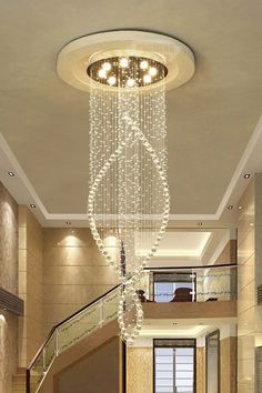 Crystal Swirl Chandelier - SamuLighting Entry Lighting, Living Room Den, Chandelier Metal, Staircase Lighting, Crystal Light, Chandelier Design, Modern Country, Modern Pendant Light, Lamps Ceiling