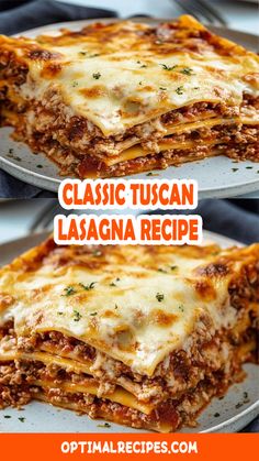 two pictures of lasagna stacked on top of each other