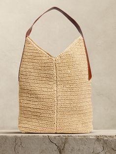 Slouchy Vida Straw Bag | Banana Republic No Closure, Leather Handles, Open Top, Leather Handle, Italian Leather, Straw Bag, Fashion News, Banana Republic, The Beach