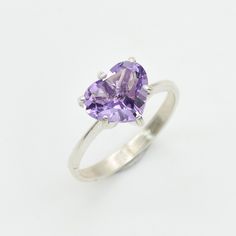 Heart Ring, Amethyst Ring, Natural Amethyst, Promise Ring, February Birthstone, Vintage Heart Ring, Purple Ring, Solid Silver Ring, Amethyst Purple Heart Ring, Purple Ring, Ring Purple, Purple Rings, Real Jewelry, February Birthstone, Vintage Heart, Purple Heart, February Birth Stone