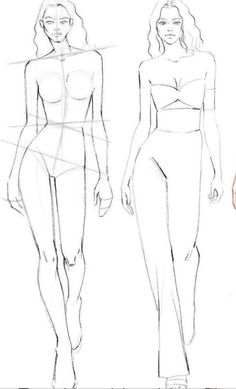 two female models are shown in this drawing