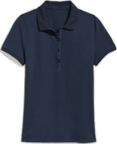 Fitted Blue Polo Shirt, Fitted Blue Polo Shirt With Placket, Navy Short Sleeve Polo Shirt For Work, Stretch Cotton Collared Polo Shirt, Fitted Polo Shirt With Short Sleeves, Blue Short Sleeve Polo Shirt For Work, Blue Short Sleeve Polo Shirt For Workwear, Polo For Women, Navy Uniforms