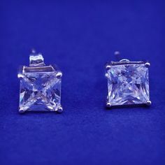 6mm, Sterling 925 silver handmade square earrings with cz studs, stamped 925 Square Earrings, Handmade Silver, Jewelry Earrings Studs, Cufflinks, 925 Silver, Square, Jewelry Earrings, Stud Earrings, Stamp