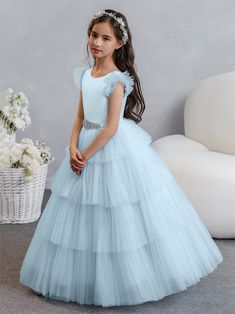 Lavetir sells a large selection of 2025 new flower girl dresses (first communion dresses) and wedding party dresses online. Elegant and sophisticated gowns perfect for black-tie or formal weddings. Typically made from luxurious fabrics like silk, satin, or lace, these dresses often feature intricate details and longer lengths (full-length or tea-length). Here is the dress detail: Fabric: Tulle Skirt, Satin Bodice; Silhouette: Ball Gown, A-Line/Princess; Neckline: Crew Neck; Hemline/Train: Floor- Ball Gown Princess, Skirt Satin, Tulle Balls, Princess Flower Girl Dresses, Gown Princess, Princess Flower, Ball Gowns Princess, First Communion Dresses, Party Dresses Online