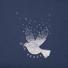 a t - shirt with the words peace written on it and a bird flying through the sky