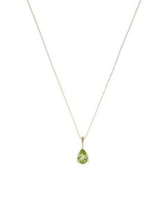 14K Yellow GoldFeaturing 0.85 Carat Pear Modified Brilliant Peridot Peridot Pendant, Peridot Stone, Tear Drop, Stone Necklace, Jewelry Necklace Pendant, Pear, Jewelry Necklaces, Pendant Necklace, Stone