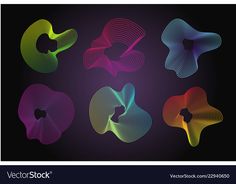 an abstract set of swirls on a black background