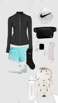 the contents of a woman's running outfit