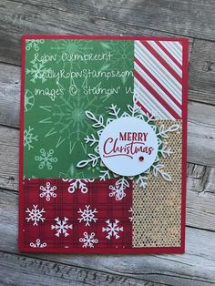 a merry christmas card with snowflakes on it