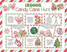 the candy cane hunt printables are available for use in any holiday themed project