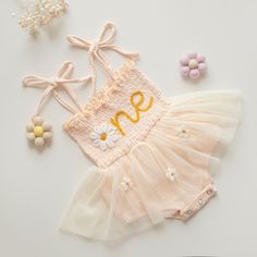 First Birthday Romper, 1st Birthday Outfit, Hand-embroidered One Romper, Personalized Baby Dress, Customized Baby Girl Dress, Gift for B-day - Etsy Vietnam Floral Applique Dress For Summer Birthday, Cute Floral Applique Dress For Birthday, Whimsical Summer Tutu Dress For First Birthday, Whimsical Summer Tutu Dress For Playtime, Birthday Tutu Dress With Floral Applique, White Tutu Dress For First Birthday In Summer, Princess Tutu Dress With Floral Applique For Birthday, Princess Style Tutu Dress With Floral Applique For Birthday, Sweet White Tutu Dress For First Birthday