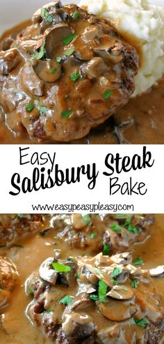 an easy steak and gravy bake with mashed potatoes