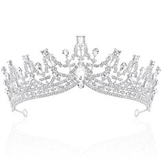 PRICES MAY VARY. Every Queen Needs A Crown: Every woman/girl deserves to feel like a queen/princess on her important occasions. This stunning crystal crown will make your dream come true. The queen crown is beautiful and makes you feel fabulous. Material - Encrusted with stunning crystals and rhinestones of various sizes, made of durable hard alloy base. This crystal tiara is ideal for adding a touch of sparkle to any occasion. Weight: This tiara has weight of 2.4oz, a bit heavy, cause it has be Crown Pageant, Crown For Bride, Pageant Crowns, Crown Silver, Birthday Tiara, 13th Birthday Party, Crown Birthday, Silver Tiara, Crystal Tiara