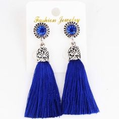 Silver Tone Stud Earrings Have A Blue Sparkly Gem & Blue Tassel. Earring Measures Approximately 2” Long. In New Condition. Nwt Boutique Item See Other Listing For More Colors: Red Blue (Drawer #1) Blue Tassel Drop Earrings, Elegant Blue Tassel Earrings, Blue Tasseled Jewelry As Gift, Blue Tassel Jewelry As Gift, Blue Tassel Jewelry Gift, Blue Tasseled Jewelry For Gift, Elegant Blue Tassel Earrings As Gift, Elegant Blue Tassel Earrings For Gift, Blue Dangle Tassel Earrings As Gift