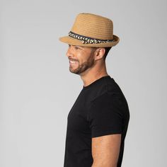 Mens paperbraid stingy brim fedora with layered chevron linen rope and denim band. Features: Colors: Dark/NaturalMaterials: 100% PaperBrim Size: 2"Mens One Size: 59cm Wide Brim Hat Summer, Sand Collection, Mens Fedora, Outdoor Cap, Fall Hats, Hat Clips, Scarf Poncho, Summer Favorites, Beach Hat