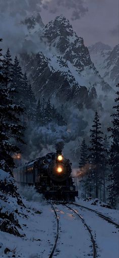 Christmas Train Pictures, Trains In Snow, Christmas Train Wallpaper, Christmas Scene Wallpaper, Dark Snowy Forest, Cozy Winter Wallpaper, Winter Forest Wallpaper, Winter Lockscreen, Snow Train