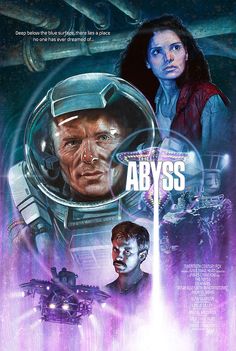 an advertisement for the movie abysss with two men in space suits and one is staring at