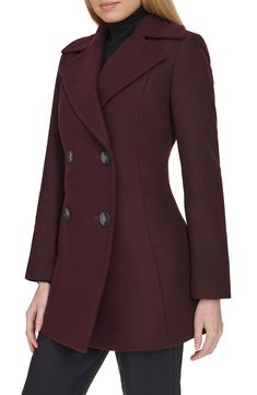 Layer up for colder weather without compromising on refinement in this softly tailored peacoat cut from a sumptuously soft wool blend. 31" length Double-breasted button closure Notched lapels Side-seam pockets Lined 61% wool, 34% polyester, 5% other fibers Dry clean Imported Nordstrom Store, Soft Wool, Wool Coat, Cole Haan, Cold Weather, Double Breasted, Wool Blend, Top Brands, Dry Clean