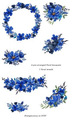 blue flowers are arranged in the shape of letters