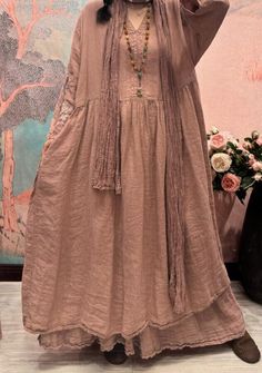 "【Fabric】 Linen 【Color】 Orange, Linen color, Pink, Light Purple 【Size】 Shoulder width is not limited Shoulder + sleeve length 58cm/ 22\" Bust 128cm / 50\" Length 120cm / 46\" Note: the effect of each monitor is different, there will inevitably be color difference, please pay attention to the buyer. Washing & Care instructions: -Hand wash or gently machine washable do not tumble dry -Gentle wash cycle (40oC) -If you feel like ironing (although should not be necessary) , do it with steam or while Flowy Beige Solid Color Dress, Long Solid Color Dresses For Spring, Spring Bohemian Solid Color Dress, Bohemian Solid Color Spring Dresses, Solid Color Spring Bohemian Dress, Solid Color Bohemian Spring Dress, Purple Solid Color Dress For Spring, Purple Dresses For Spring, Long Spring Dress In Solid Color