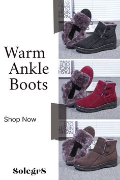 Step into warmth and style this season with our cozy Warm Ankle Boots 🍂✨ Perfect for chilly walks and stylish enough for your everyday adventures. Get ready to make every step a statement! #WarmFeetHappyHeart #AnkleBootsLove Winter Ankle Wedge Boots, Trendy Winter Ankle-high Booties, Trendy Ankle-high Winter Booties, Trendy Winter Booties With Padded Ankle, Trendy Burgundy Boots For Winter, Trendy Burgundy Winter Boots, Red Casual Platform Boots For Winter, Casual Red Platform Boots For Winter, Winter Ankle Booties With Padded Ankle