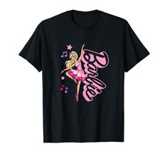 PRICES MAY VARY. Officially Licensed by Mattel Barbie Apparel for Men, Women, Boys, and Girls Lightweight, Classic fit, Double-needle sleeve and bottom hem Barbie Monogram Shirt, Pink Barbie Shirt, Black Barbie T Shirt, Barbie Ballerina, Barbie Crewneck, Barbie Graphic Tee, T Shirt Image, Mattel Barbie, Branded T Shirts