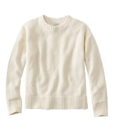 Cool and comfortable, this classic crewneck was designed to span the seasons – even in warmer weather Slightly Fitted: Softly shapes the body. Falls at high hip. In a blend of 55% linen and 45% cotton. Handwash, dry flat. Seaming at front. Ribbed trim. Imported. Fit: Slightly Fitted | Women's Linen/Cotton Pullover Sweater Crewneck Sweater Women, 2024 Clothes, White Pullover Sweater, Coastal Granddaughter, Linen Sweater, Sweater Cream, Clothes Closet, Casual Friday, Women's Sweaters