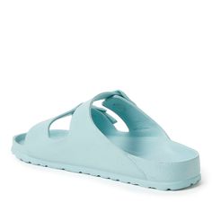 This versatile seasonless women's shoe make a perfect gift for Mother's Day, birthdays, Christmas, Easter or vacation travel. Manufactured with BLOOM harvested algae, dried out and infused into the EVA to help clean polluted waters and air. Sixty (60) liters of clean water are returned to habitat and 38 M3 of air cleaned, per single pair of women's sandals produced. Slip-on Eva Sandals With Textured Footbed, Eva Slip-on Sandals With Textured Footbed, Cushioned Slip-on Eva Sandals, Summer Travel Slip-on Sandals, Blue Slip-on Eva Sandals, Blue Round Toe Eva Flip Flops, Blue Synthetic Slippers For Vacation, Blue Round Toe Sandals Made Of Eva, Blue Round Toe Sandals With Eva Material