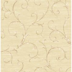 a beige wallpaper with swirls and scrolls on it