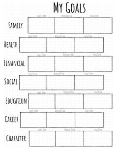 a family tree with the words'my goals'in black and white on it