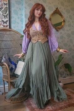 Fae Dress, Masquerade Outfit, Floral Frocks, Bohemian Style Dresses, Dressing Style, Witch Outfit, Fairy Fashion, Bohemian Look