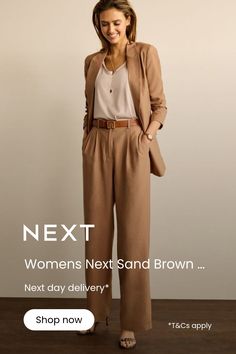 Smart Wardrobe, Rich Fabric, Wide Leg Trousers, Next Day, Brown Color, Next Uk, Favorite Things List, Mid Rise, Wide Leg