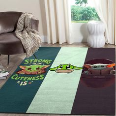 the rug has an image of baby yoda and star wars characters on it