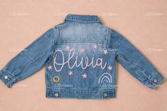 Personalized Denim Jacket for Babies and Toddlers: Custom Name Jean Jacket - Ideal Gift for Baby Showers or Birthdays 🌟 Celebrate your little one's unique style with our charming Baby & Toddler Personalized Denim Jacket. Handcrafted with love and denim elegance, this customizable jacket is perfect for birthdays, baby showers, or any special occasion. 🎁 Key Features: Handcrafted Personalized Jacket Jean Jacket Distinctive and Personalized: Tailored with your child's name, this jacket adds a spe Cute Pink Denim Jacket With Pockets, Cute Pink Long Sleeve Denim Jacket, Cute Pink Denim Jacket With Long Sleeves, Casual Spring Outerwear For Birthday, Fall Long Sleeve Outerwear For Birthday, Spring Denim Jacket For Playtime, Cute Fitted Denim Jacket, Spring Birthday Long Sleeve Outerwear, Custom Jean