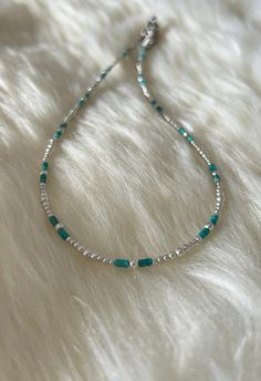 "This beautiful, delicate, choker  is made with 2mm Kingman turquoise heishi beads and 2 - 3\" round 925 sterling silver beads. It will add a great accent to anything that you want to wear. Length is 16 1/4\" $59 item 723B" Delicate Choker, Diy Necklaces, Hippie Necklace, Kingman Turquoise, Heishi Beads, Stylish Jewelry, Ankle Bracelets, Jewelry Projects, Diy Necklace